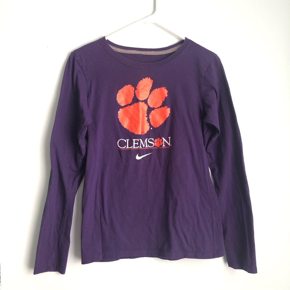 NIKE CLEMSON Slim Fit Cotton Long Sleeve T Shirt